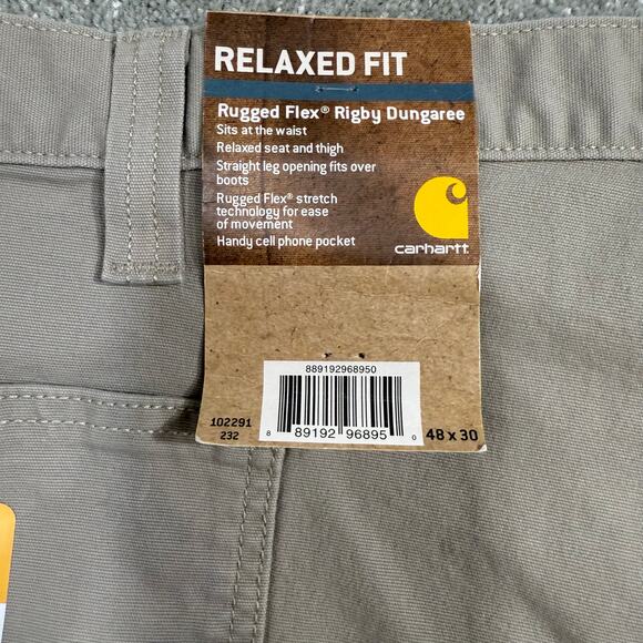 Carhartt NWT Rugged Flex Relaxed Fit Canvas Work Pants Khaki Mens 48x30 Workwear - Picture 6 of 15